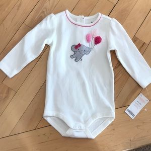 New w/t Elephant detail Gymboree 6-12mo onesie